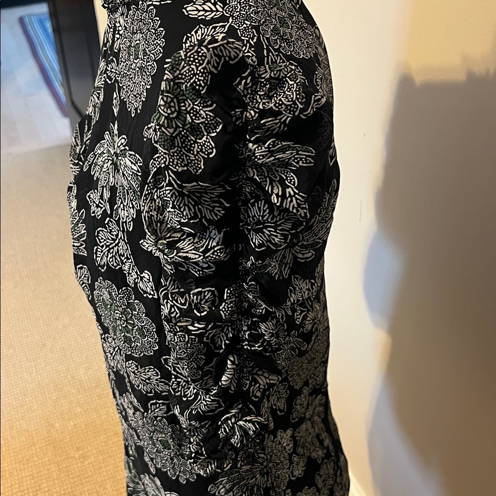 VERONICA BEARD Natuka Floral Print Sheer Ruffle Silk Blouse - Picture 7 of 12